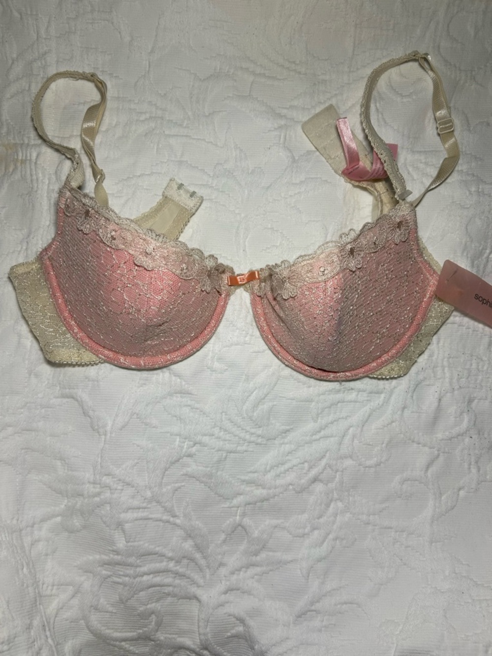 sophie b. Pink and Cream Lace Underwire Bra